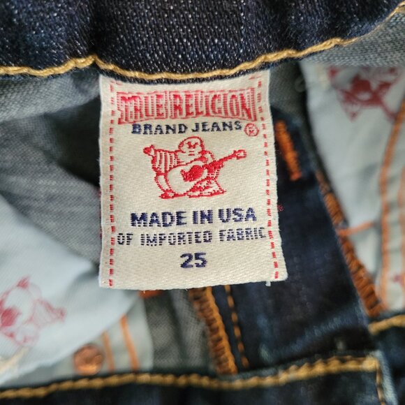 TRUE RELIGION Brand Dark Wash Faded Leg Jeans - Picture 3 of 5